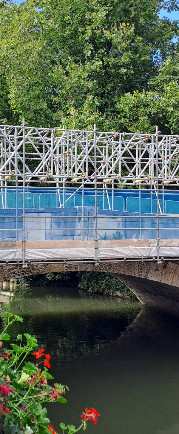 High Bridge in Reading with scaffolding across 