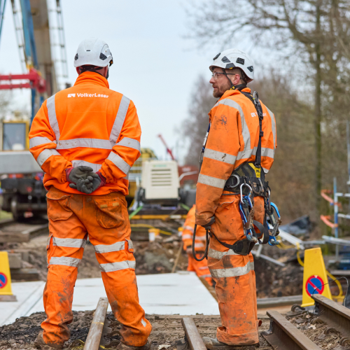 VolkerLaser operatives working on heritage rail project