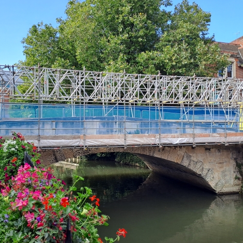 High Bridge in Reading with scaffolding across 