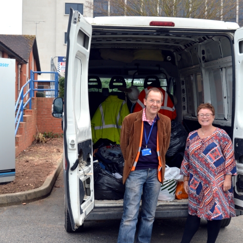 Supporting St Richard's Hospice with a clothing bank appeal.JPG