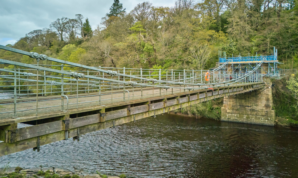 Works on the Whorlton Suspension Bridge