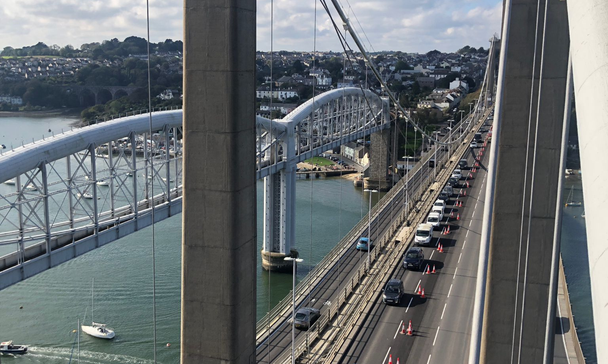 Tamar Bridge during works