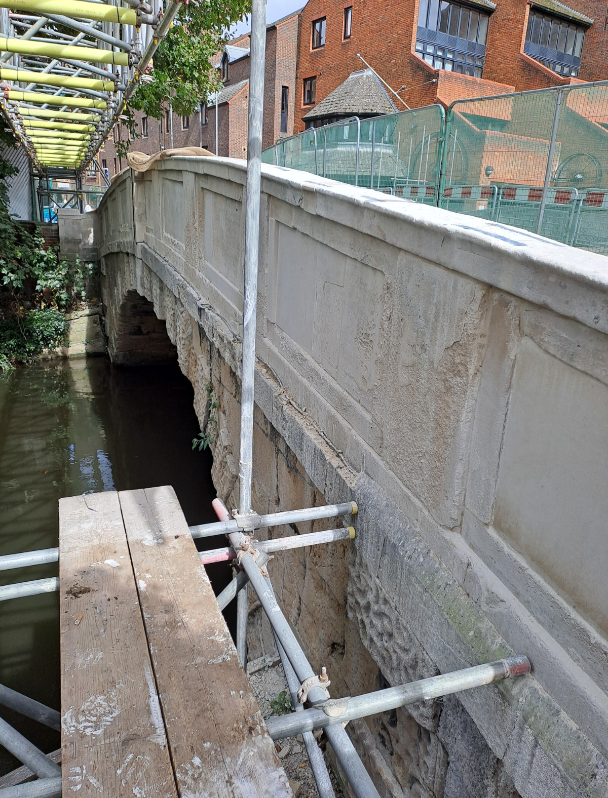 High Bridge in Reading with scaffolding across 