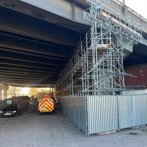 Scaffolding works on M5 Oldbury Viaduct