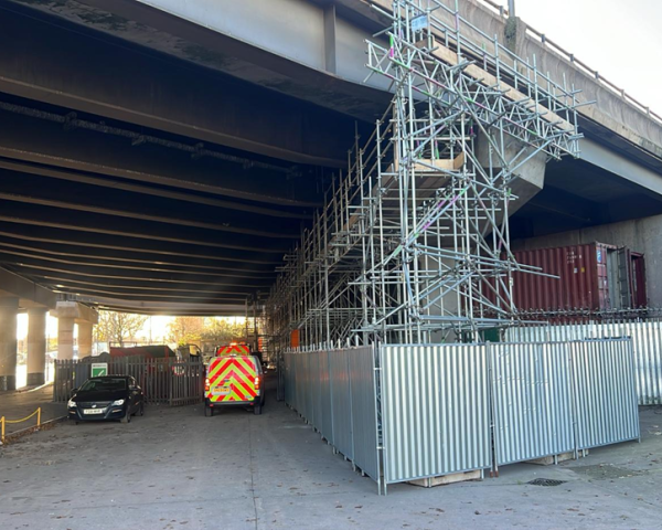 Scaffolding works on M5 Oldbury Viaduct